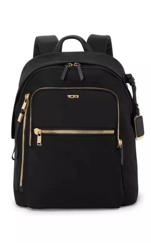 NEW Tumi Black and Gold Halsey Small Backpack With Key Fob