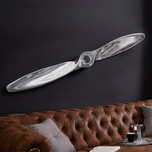 Authentische Wanddekoration SCREW II 110cm silber Flugzeug Propeller Dekoration - Bild 1 von 8