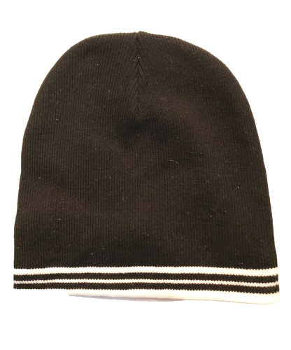 Standard Black Cuffless Knit Beanie Hat Winter Ski Cap Tuque CCM Logo New - Picture 2 of 2