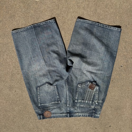 Pantalones Cortos Para Hombre Vintage Y2k Akademics Azul Claro Jean Sueltos Pierna Ancha Talla 40 - Imagen 4 de 7