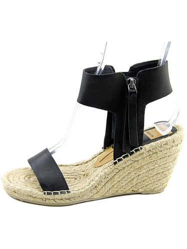DOLCE VITA Womens Black 1/2" Platform Gisele Round Toe Wedge Leather Sandals 9 - Picture 10 of 11