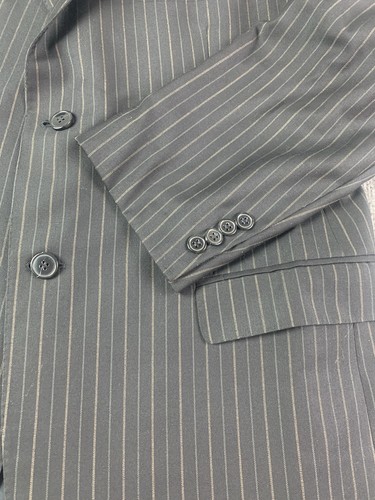 Z Zegna Mens Wool 2 Pc Suit Size 44R Pants 35x29 Striped Black/Brown - Foto 2 di 22