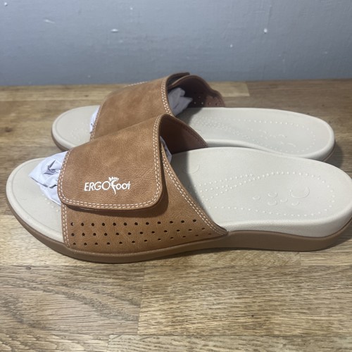 Ergofoot Orthopedic Sliders Sandals Women’s Size 8 UK Brown Sandals - Picture 3 of 11