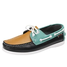 Mens British Round Toe Loafer Moccasin Shoes Driving Casual Lace Up Flat Shoes