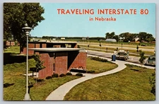 Vtg Postcard Nebraska Rest Area Travel Scenic Highway 80 USA Unposted