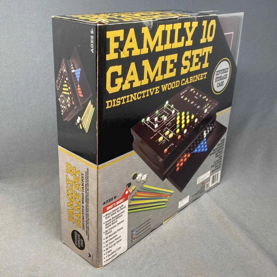 Cardinal Family 10 Games Set With Distinctive Wood Cabinet New Backgammon Chess - Image 2 of 4