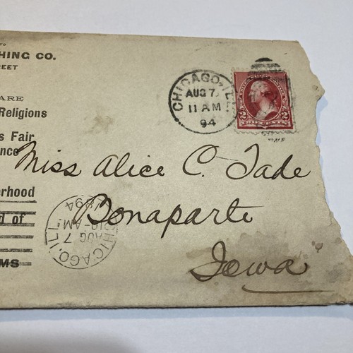 1894 Imperial Publishing Co Chicago Illinois to Bonaparte Iowa Cover Envelope - Picture 3 of 4