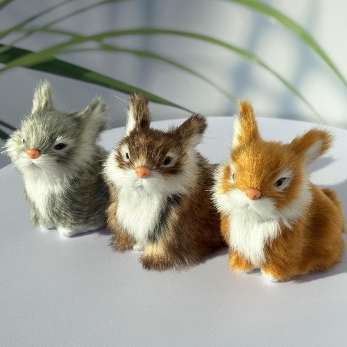 Pack of 3 Assorted Miniature Realistic Furry Rabbits Figurines Simulation Fau... - Picture 8 of 9