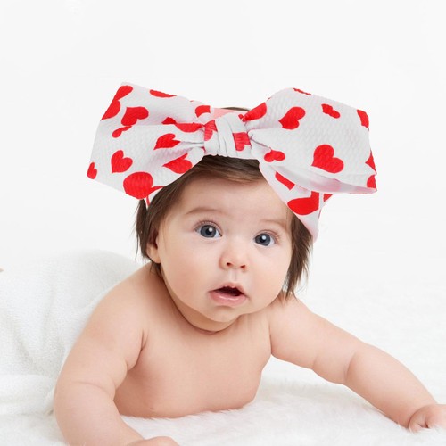 Printed Bow Hairband Baby Girl Toddler Newborn Bows Girls Headbands - Foto 11 di 12