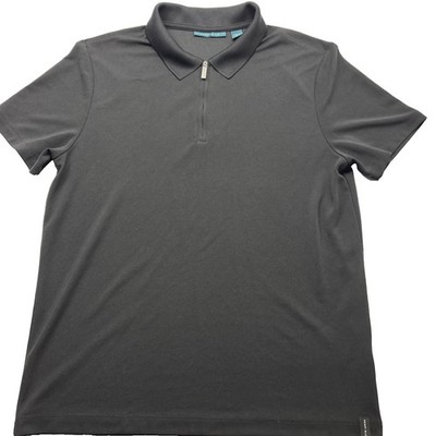 Perry Ellis Black Quarter Zip Ribbed Polo Size M