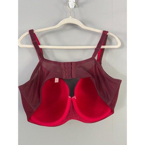 Cacique Full Coverage Bra Floral Lace Underwire Support Red 42DDD - Picture 6 of 6