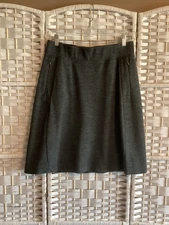 IBEX gray Merino Wool Blend Izzi A-Line Skirt zipper Pockets sz M