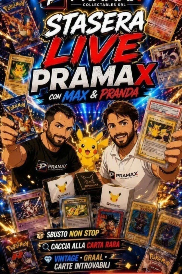 Pramax Collectables Live! Aste da 1€! Rip & Ship e Carte Old Raw e Gradate