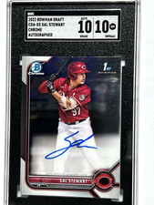 SAL STEWART 2022 Bowman Draft Chrome 1st RC ON CARD Auto SGC 10/10