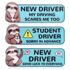 Driver Car Magnets Reflective Cartoon Sloth 3 Pcs Novice Safety Bumper Vehicles