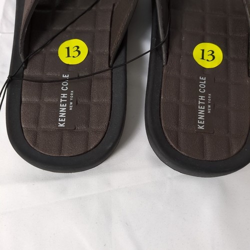 Kenneth Cole Men's Size 13 Brown Leather Flip Flops Sandals Brand New - Picture 7 of 7