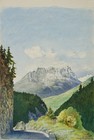 E. FÜRSTENAU (*1862), Oberhalbstein in Graubünden,  1910, Aquarell Moderne