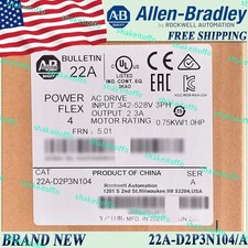 New AB 22A-D2P3N104 PowerFlex 4- 0.75 kW (1 HP) AC Drive US Stock AB