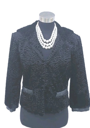 Traje Chaqueta Todd Smith M Negro Algodón Persa Tejido Boucle Cuero Rizado Borde 8 - Imagen 7 de 14