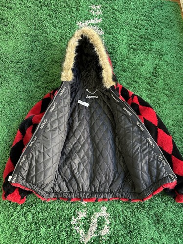 Supreme Diamond Faux Fur Jacket “Red” - Picture 2 of 5