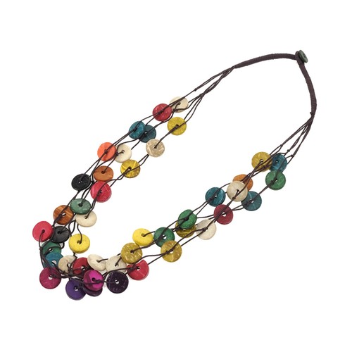  Bunte Halskette im böhmischen Stil Handarbeit Weben Anhänger Vintage mehrlagig - Bild 1 von 12