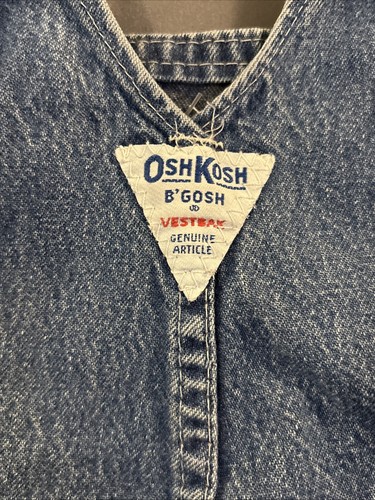 Mono vaquero OshKosh B'gosh bebé 24 meses chaleco entrepierna a presión pantalones de mezclilla clásicos - Imagen 3 de 5