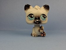 SIAMESE SHORTHAIR CAT MM WHITE BLACK - Authentic Littlest Pet Shop - Hasbro LPS