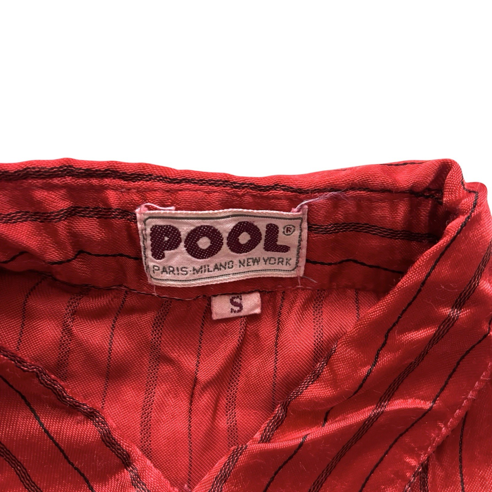 Womens Vintage Long Shirt 80s Satin Red Striped Retro Boho Indie 18 image 3