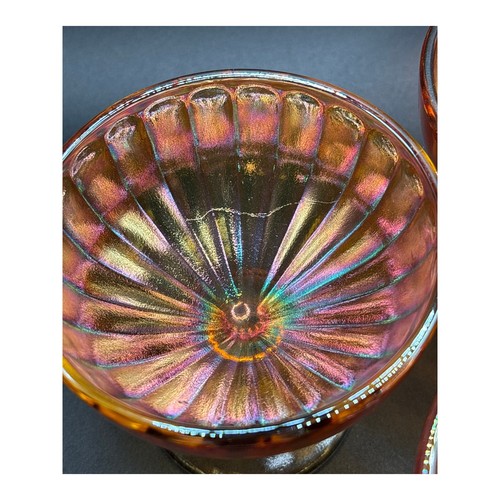 Vintage Ringelblume Fuß Sherbet Dessert Karneval Glas 3er Set 30er/40er Jahre - Bild 7 von 8