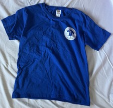 Unisex Boys Girls Blue Short Sleeve T-Shirt 100 cotton youth medium good Clean