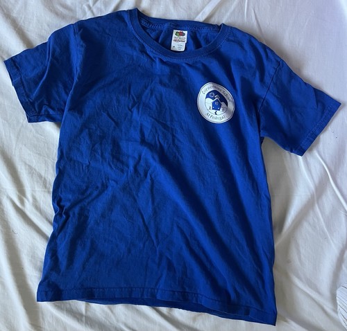 Unisex Jungen Mädchen Blau Kurzarm T-Shirt 100% Baumwolle Jugend Medium Gut Gepflegt - Bild 1 von 3