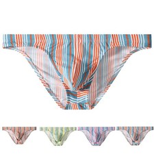 Striped Low Rise Men Briefs Underwear Elastic Breathable Soft Stretch Waist