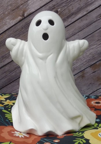 Vintage Ceramic Halloween Ghost Taiwan Figurine 8" Tall No Light