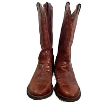 Vintage Men's Brown Leather Western Cowboy Boots - Western Wear - Justins Boots