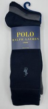 Polo Ralph Lauren 3 Pairs Men's Socks  Navy Gray Assorted  US 10-13