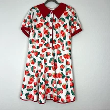 Smak Parlour | Strawberry Raspberry Dress Red White Collared Dress Rockabilly 2X