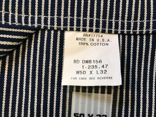 Key Bib Overalls Heavy Weight Hickory Stripe Men's Size 50 X 32 New Tag Made USA - Picture 5 of 13