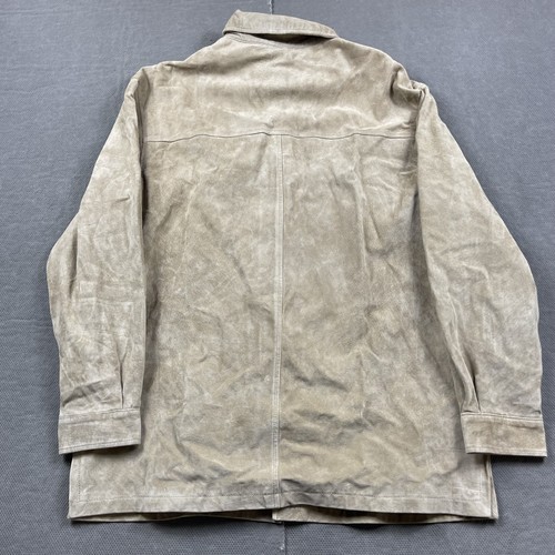 St Johns Bay Shirt Jacket Mens Medium Khaki Machine Washable Suede JC Penney New - Picture 5 of 12