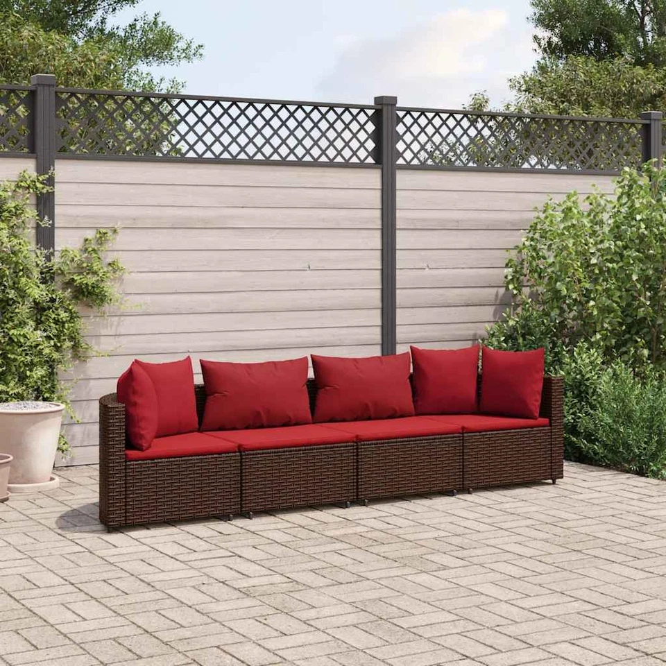 Vidaxl Gartenmöbel Sofa Garnitur Lounge Sitzgruppe 4-tlg. Braun Poly Rattan vida - Bild 3 von 4