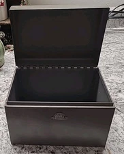 Vintage Index Card Box, Metal, Bandes, Gray, Heavy Duty