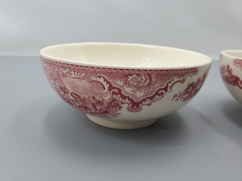 2 Johnson Bros Old Britain Castles rosa/rot Cranberry Haferflocken Schalen - Bild 4 von 9