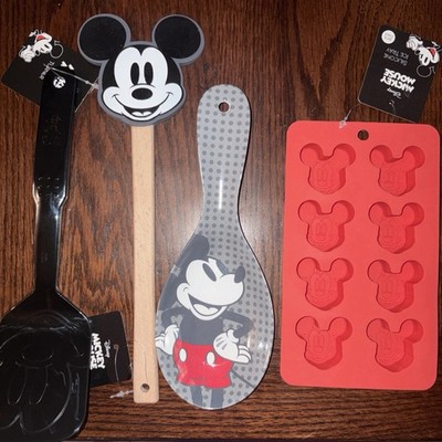 Mickey Mouse Lot Of 4 Kitchen Acc, Turner Spatula Spoon Rest, Ice Cube Tray