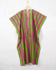 Indian Cotton Multi Green Kaftan Night Maxi Gown Dress Women Clothing Kaftan US