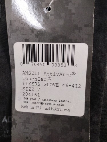 Guantes de trabajo de combate militar Ansell ActivArmr negros talla 7 nuevos con etiquetas - Imagen 2 de 3