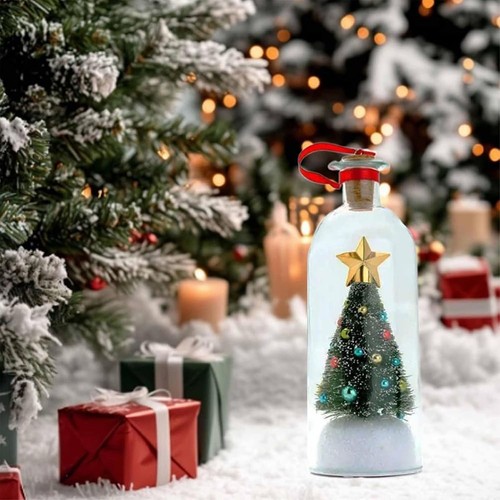 Albero di Natale Messaggio in Bottiglia,Registrabile Decorazione Vetro Auguri Festivi - Foto 4 di 11