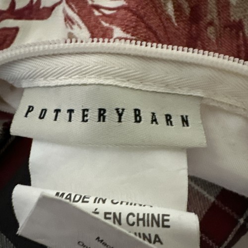Pottery Barn Alpine Toile Deer Pillow Cover 24" x 24" Reversible Plaid - Picture 9 of 11