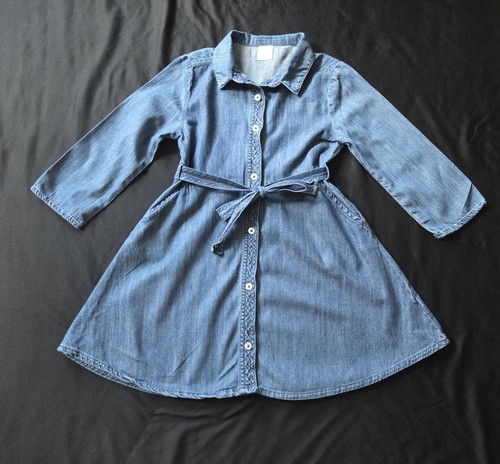 Wonder Nation kleines Mädchen blau Jeanskleid mit Gürtel und Taschen Größe 6-6x - Bild 1 von 5