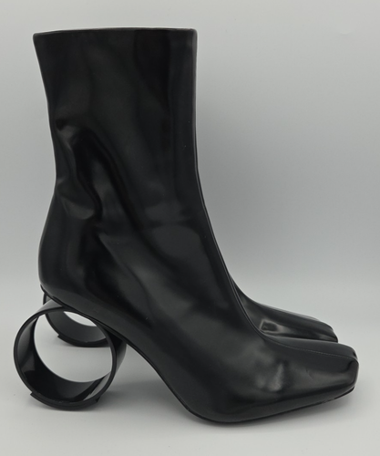 Botines Jeffrey Campbell Teasers Tacón Carrete Mujer Talla 9.5 Cuero Negro - Imagen 4 de 8