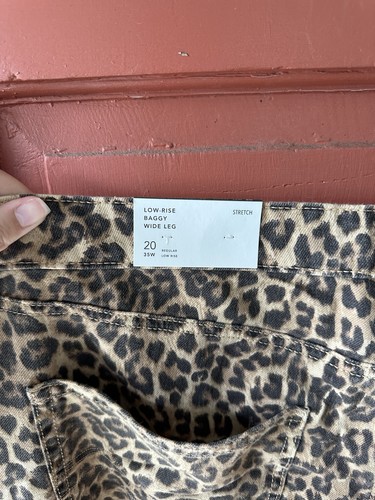 American Eagle Leopardenmuster niedriger Bund Baggy weites Bein neu mit Etikett Größe 20 - Bild 7 von 8