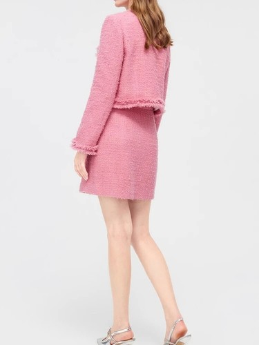 Women's Tweed Woolen OutfitsJacket Skirt Suit Office Dress Set 2 Piece - Imagen 10 de 13